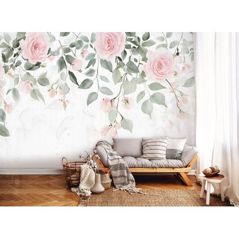 Vlies Fototapete Blumen 150x105 cm, Tapeten, für Wohn und Schlafzimmer, Vliestapete Wandtapete Tapete 3D Effekt- inkl. Kleister - botanisch weiß rosen, WallArena (1/4)