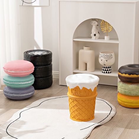 Tabouret en forme de cornet de glace, tabouret pour se déchausser, tabouret en forme de donut et d'ananas, objet de décoration rétro américain, cadeau, biscuit sucré (1/5)