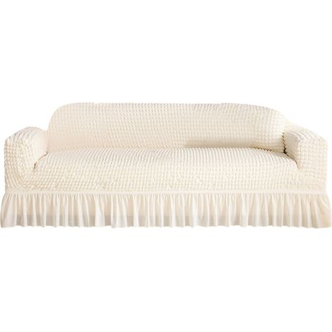 Stretch-Seersucker-Sofabezug mit cremeweißer Oberfläche (S)