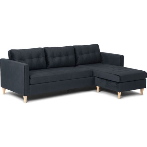 Marino Sofa BA4, Chaiselongue rechts oder links gewendet in Velour schwarz.
