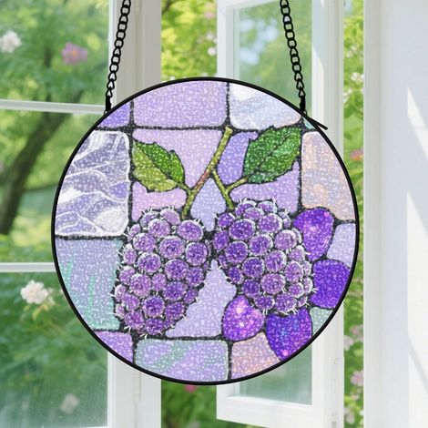 Suspension en vitrail - Attrape-soleil minimaliste en verre, décoration fenêtre jardin, cadeau Fête des Mères, Noël pour femme, maman 9cm (1/5)