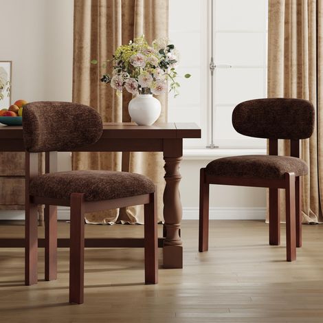 Lot de 2 chaises de Salle à Manger Modernes, chaises rembourrées avec Pieds en Bois et Dossier Fixe en Tissu, pour Salle à Manger, Cuisine, Restaurant – Pieds Brun foncé, Couleur Brun foncé (1/5)