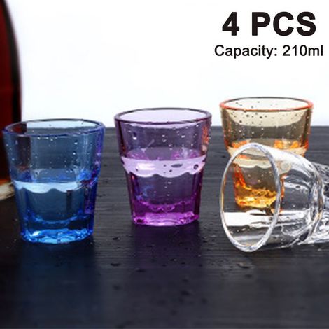 Lot de 4 verres à eau incassables et empilables de 210 ml, en plastique acrylique de haute qualité, idéaux pour les restaurants. Conviennent pour l'eau, la bière, le whisky, le vin et les jus de fruit (1/5)