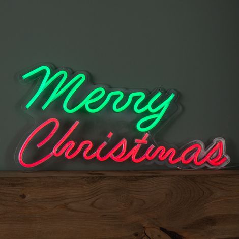 50cm Light up Merry Christmas Neon Flex Sign in Green and Red (1/5)