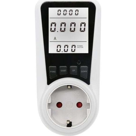 White energy meter wattmeter socket, 7-mode energy meter socket, LCD screen, max 3680 W, white light (1/3)