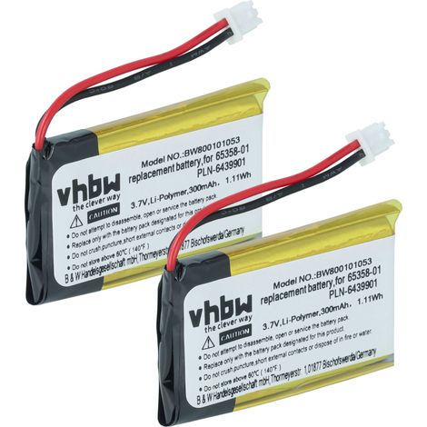 vhbw 2x batteria compatibile con Plantronics Supra Plus C351N auricolari cuffie wireless (300mAh, 3,7V, Li-Poly) (1/4)