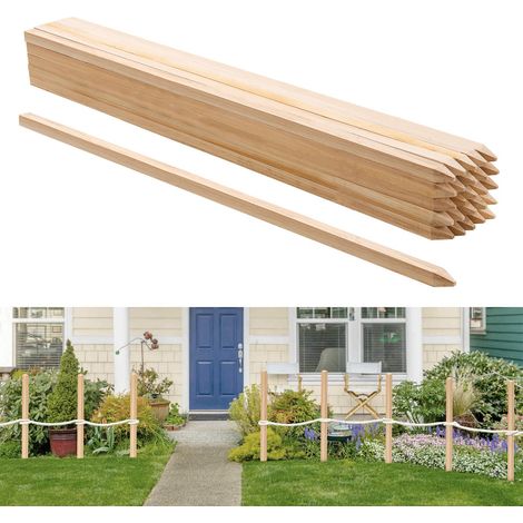 Piquets de Clôture Jardin en Bois, Lot de 25, Poteaux Bois à Pointe 19,05 x 19,05 x 914,4 mm, Piquets pour Clôtures Anti-érosion, Délimiter les Zones de Jardin, Support de Croissance des Plantes (1/5)