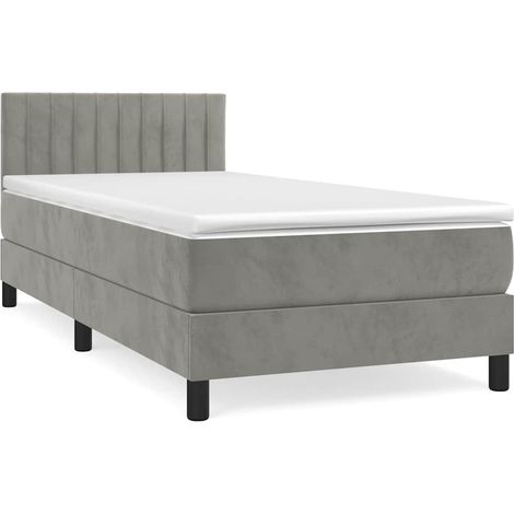 Maison Exclusive - Cama box spring con colchón terciopelo gris cl (1/5)