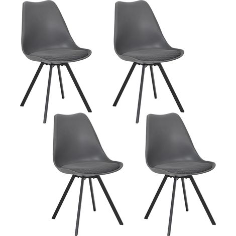 Lot de 4 Chaises - HOME DECO FACTORY - Atome - Ergonomiques - Grises (1/5)