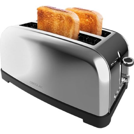 Cecotec Grille-pain Vertical 2 Fentes Longues Toastin' time 1500 Inox Lite. 1500 W, 4 Tranches de Pain, Fente Large de 3,8 cm (1/5)