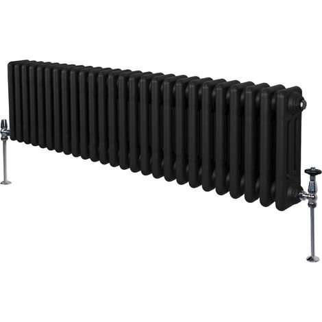 Traditioneller 3-Spalten-Heizkörper Zentralheizung Horizontal Schwarz 300x1192mm