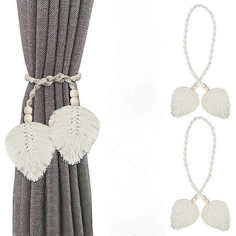 Embrasses de rideaux en coton tissé à la main, style bohème, couleur beige, pour salon, chambre et salle de bain. (1/5)