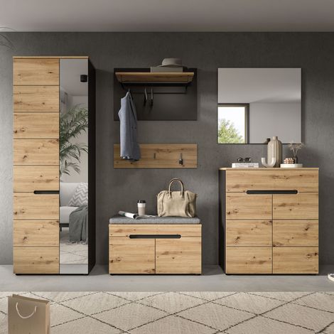 Ensemble meuble d'entré composé de 5 éléments décor naturel - KANUT (1/5)