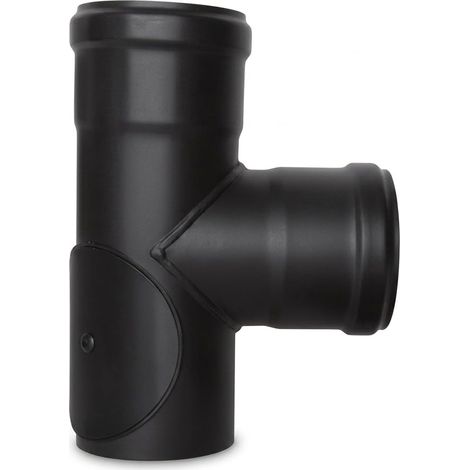 MAKA Raccordo a T Ispezione Canna Fumaria Pellet Nero Ø 80 mm (1/5)