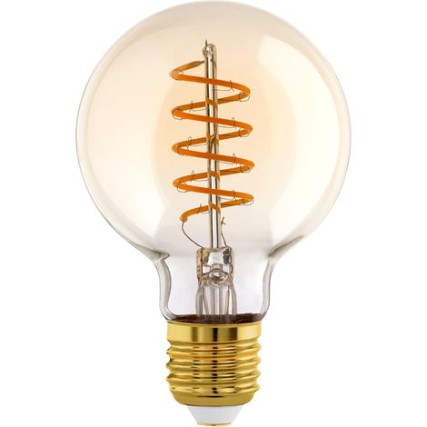 Dimmbare E27-LED-Lampe, Vintage-Spiralglühfaden, Edison-Glühbirne, Retro-Globe-Beleuchtung, 4 Watt (entspricht 25 Watt), 245 Lumen, warmweiß, bernsteinfarben, 2200 Kelvin, G80, Ø 8 cm (1/5)