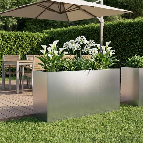 vidaXL Macetero de Jardín Plateado 120 x 40 x 60 cm Acero Galvanizado (1/5)