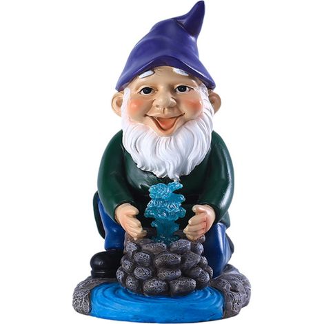 Grande statue de jardin d'extérieur, figurines de nains, décoration lumineuse solaire avec lampe gnome. (1/5)