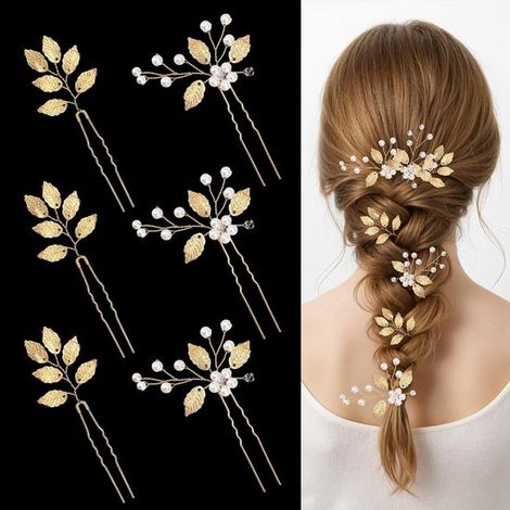 Elegantes horquillas adornadas con hojas y cristales: tocados vintage para novias y damas de honor, el accesorio perfecto para el cabello en una boda. (1/5)