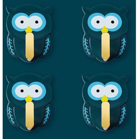 (Vert)4 Pièces Crochets Hibou, Crochets Adhesifs pour Enfants, Crochets Porte Manteau Mural (1/4)