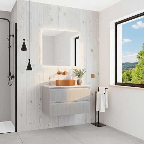 Nuevo mueble de baño 80 cm, gris perla (CERAMIA-3LG80)