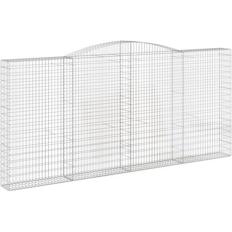 Gabbione cesto gabbia recinzione muro di contenimento ad arco 400 x 30 x 180/200 cm ferro zincato Argento 020040075