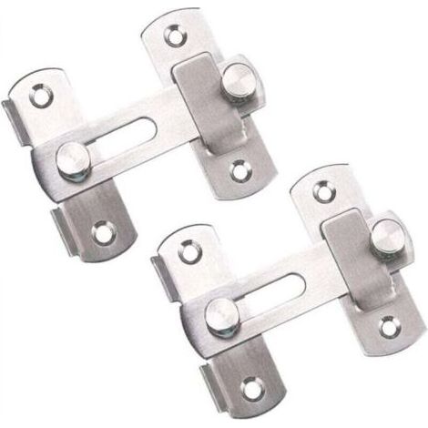 Loquet de porte coulissante, lot de 2 serrures de porte en acier inoxydable, loquet à bascule pour porte, fenêtre, meubles (1/4)