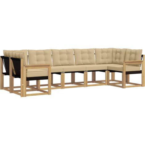 Set di divani da esterno con cuscino 7 pcs Bianco e Beige vidaXL (1/5)