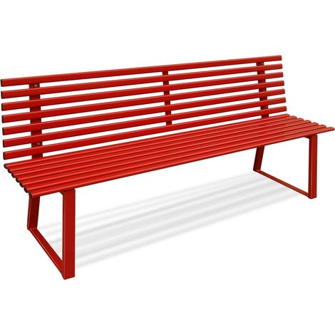 Andrys Panchina Giardino con Schienale 190x50x82 Zincata Rossa