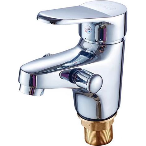 Copper dual-control basin faucet with shower head, 2-in-1 shower and shampoo, single-hole hot and cold water faucet for washbasin -- Low-profile copper body [Single faucet, inlet pipe not included]