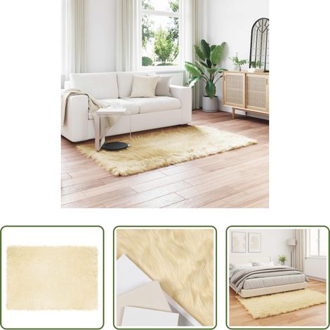 vidaXL Wohnzimmer Teppich -  Kunstschaffell Teppich Tafalla Creme 140 x 200 cm Polyester