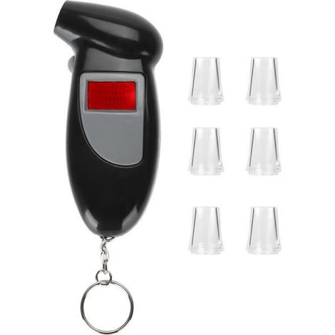 Éthylotest Électronique Testeur d\'alcool Haleine 5 Embouts Buccal LCD Numérique Rétro-éclairage Porte-clés Haute Sensibilité (1/4)