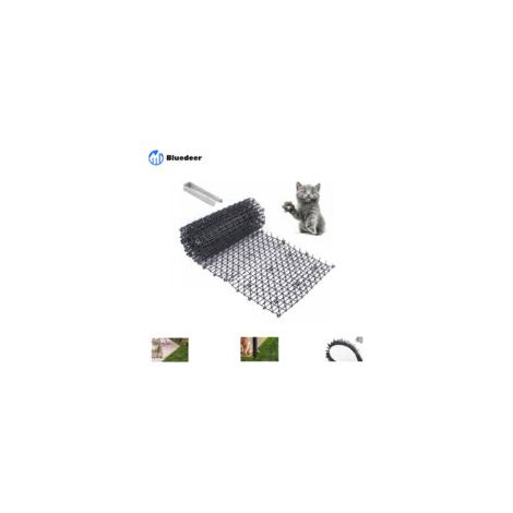 Alfombrilla anti-gatos con púas, 200 x 30 cm, repelente para gatos y perros, con 8 anclajes en forma de U, repelente natural y ecológico para gatos y perros, ideal para jardines y vallas - Crezuo