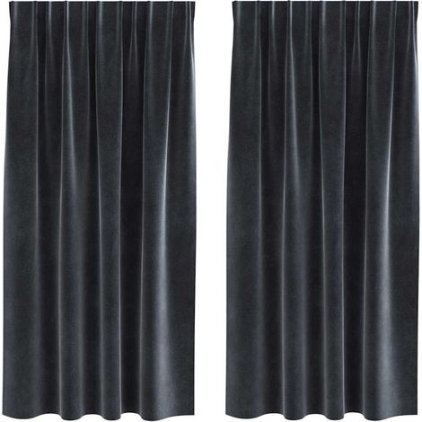Rideaux avec des rideaux 2 pcs Gris foncé 140 x 175 cm Velours CFW19736 (1/5)