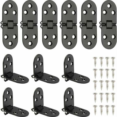 VURAHOME - 12 Pièces Charnière Plate Inox, 270 Degrés Charnière Table Pliante Paumelles de porte Flip Charnière Ronde, Noir Charniere Meuble Pour Armoire Garde Porte Tiroir, avec Vis, (1/5)