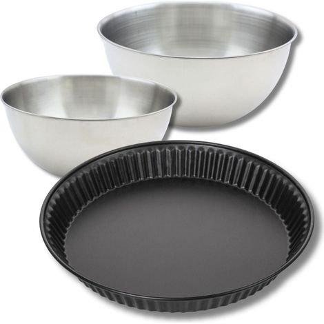 Set pâtisserie avec moule à quiche Lorraine 30 cm, 2 bols à mixer et 1 spatule Zenker (1/5)