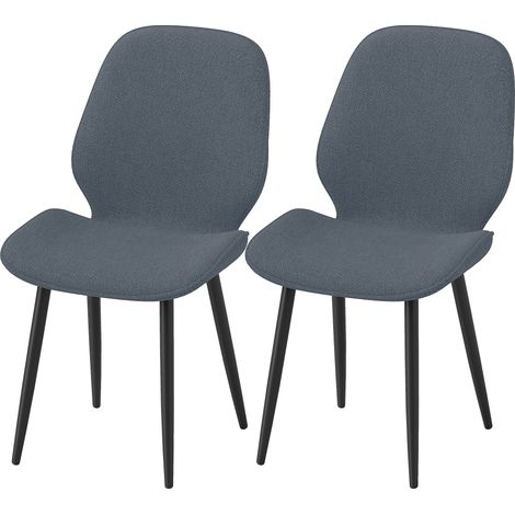 HOMCOM Set 2 Sedie da Cucina con Schienale Ricurvo Effetto Lino Grigio e Nero
