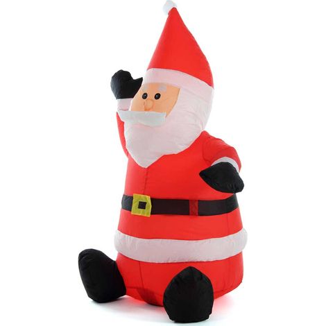 Gonfiabile Babbo Natale Seduto Con Illuminazione Led Altezza 120 Cm Per Esterno