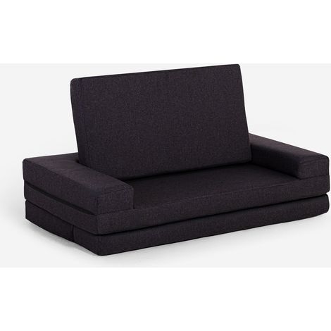 Sofá cama de 2 plazas modular plegable compacto de tela Miranda - Negro