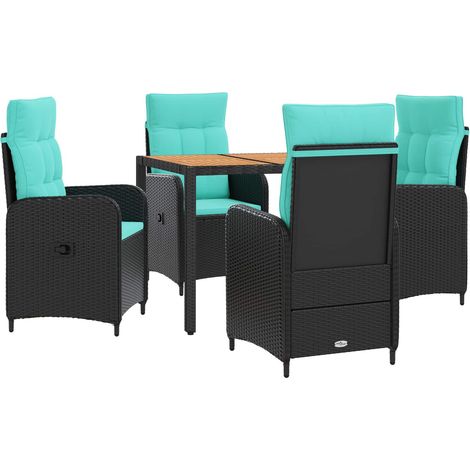 Maison Exclusive - Outdoortisch-Set 5 stk. PE Rattan und pulverbe (1/5)