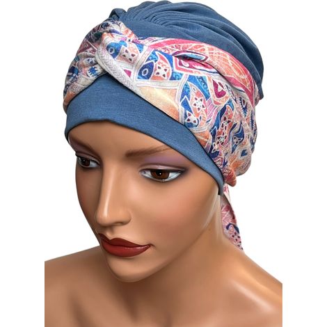 Turbante da donna Lena 116-421, sciarpa in bambù stropicciata e annodata, piacevole al tatto. (1/5)