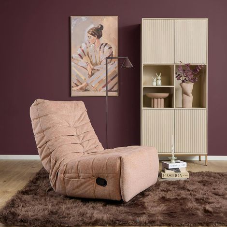 Fauteuil relax inclinable rose tissu plissé BELORA (1/5)