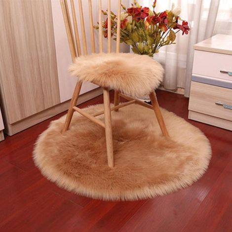 Coussin de siège rond et doux 35 x 35 cm, housse de chaise confortable, tapis rond - Kaki/S