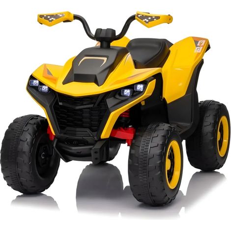 Quad Elettrico per Bambini ATV Speed Giallo 12V con Luci LED Bluetooth