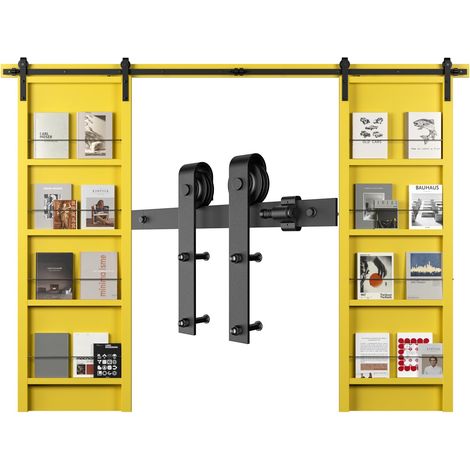 305CM/10FT Quincaillerie De Porte Coulissante Kit Porte Coulissante Rail pour système de quincaillerie à Le double porte (1/5)