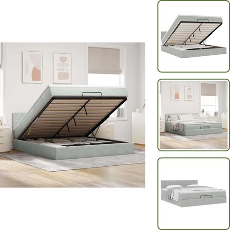 Letto con testiera - vidaXL Struttura Letto Pouf con Materasso 180x200 cm in Velluto - Materasso morbido