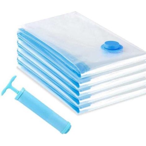 Lot de 5 sacs de rangement sous vide avec pompe manuelle, sacs de rangement sous vide pour voyage et déménagement (5 grands)