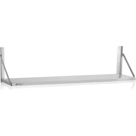 Mahlzeit Edelstahl Wandregal, 120 x 30 cm, Silber, Klappbares Hängeregal, Küchenregal, Wandboard