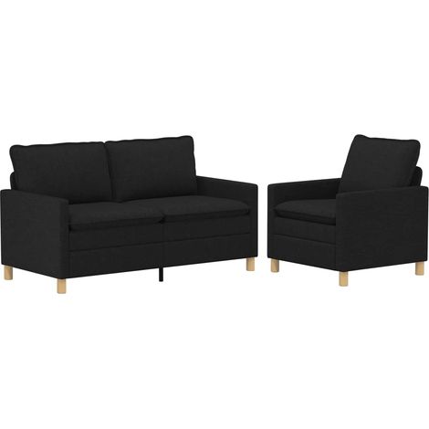 Ensemble de Canapés 2 pc Noir Tissu vidaXL (1/5)