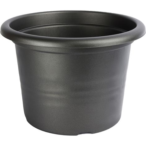 Garronda Pot de Fleurs Plastique Pot Rond pour Fleurs et Plantes GD-0022 (Graphite, ⌀ 15cm H 10,5cm)