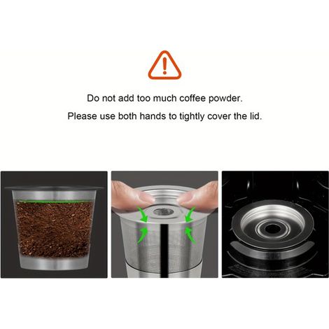 1 jeu de couleurs : voir photo. Matériau : acier inoxydable. Convient aux machines à café Keurig et compatible avec le café moulu.